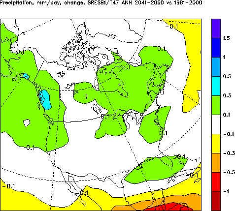 Precipitation change in 2041 à 2060 vs 1981-2000